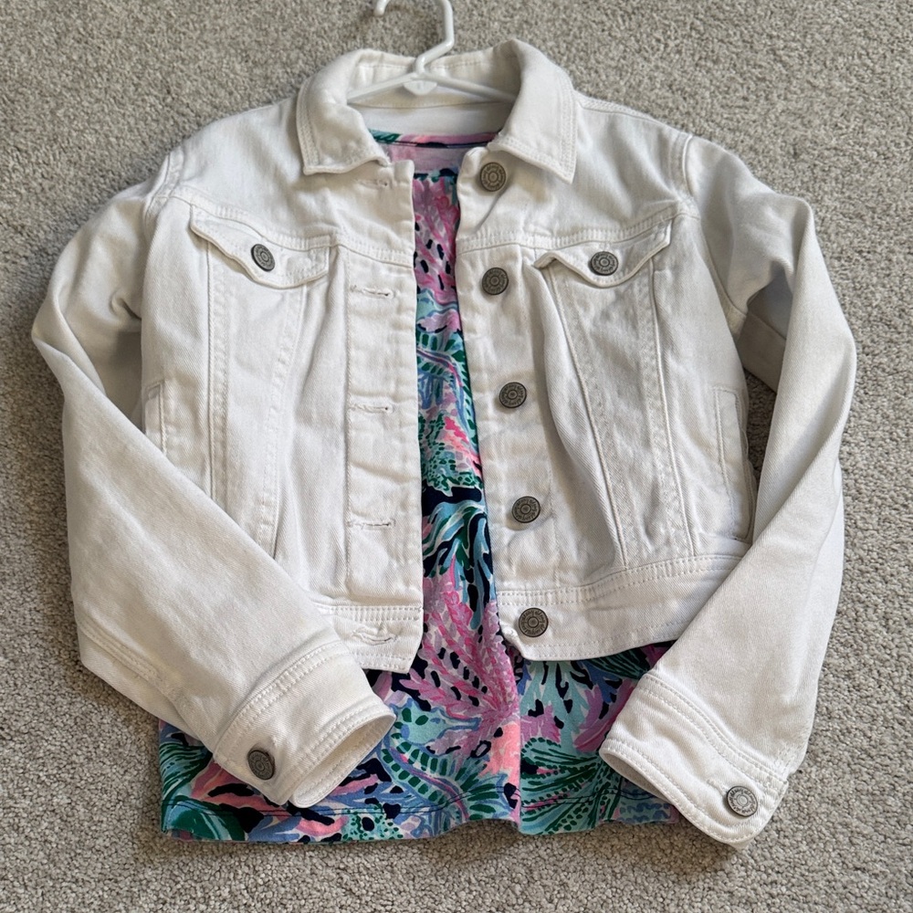 Stylish Lilly Pulitzer girls top and White Denim Kids Jacket
